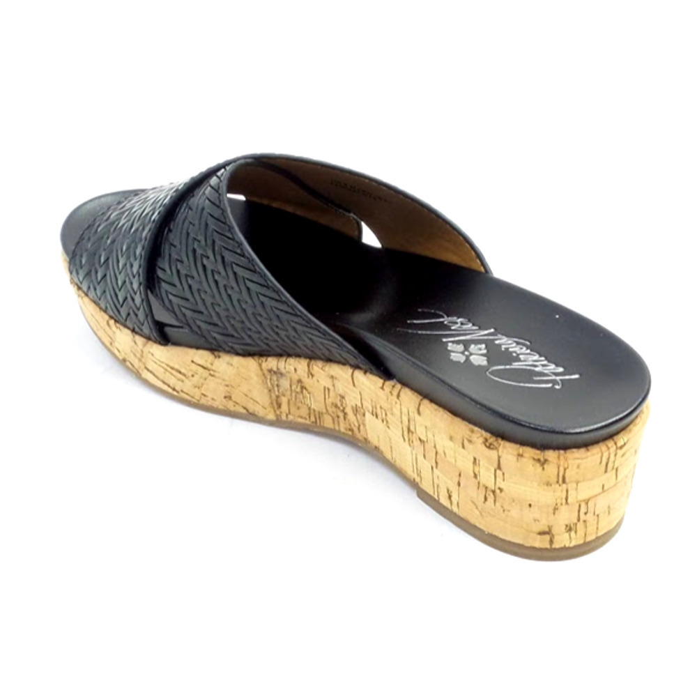 Patricia Nash Leather Wedge Slides Luca Black - Medium - Picture 4 of 5